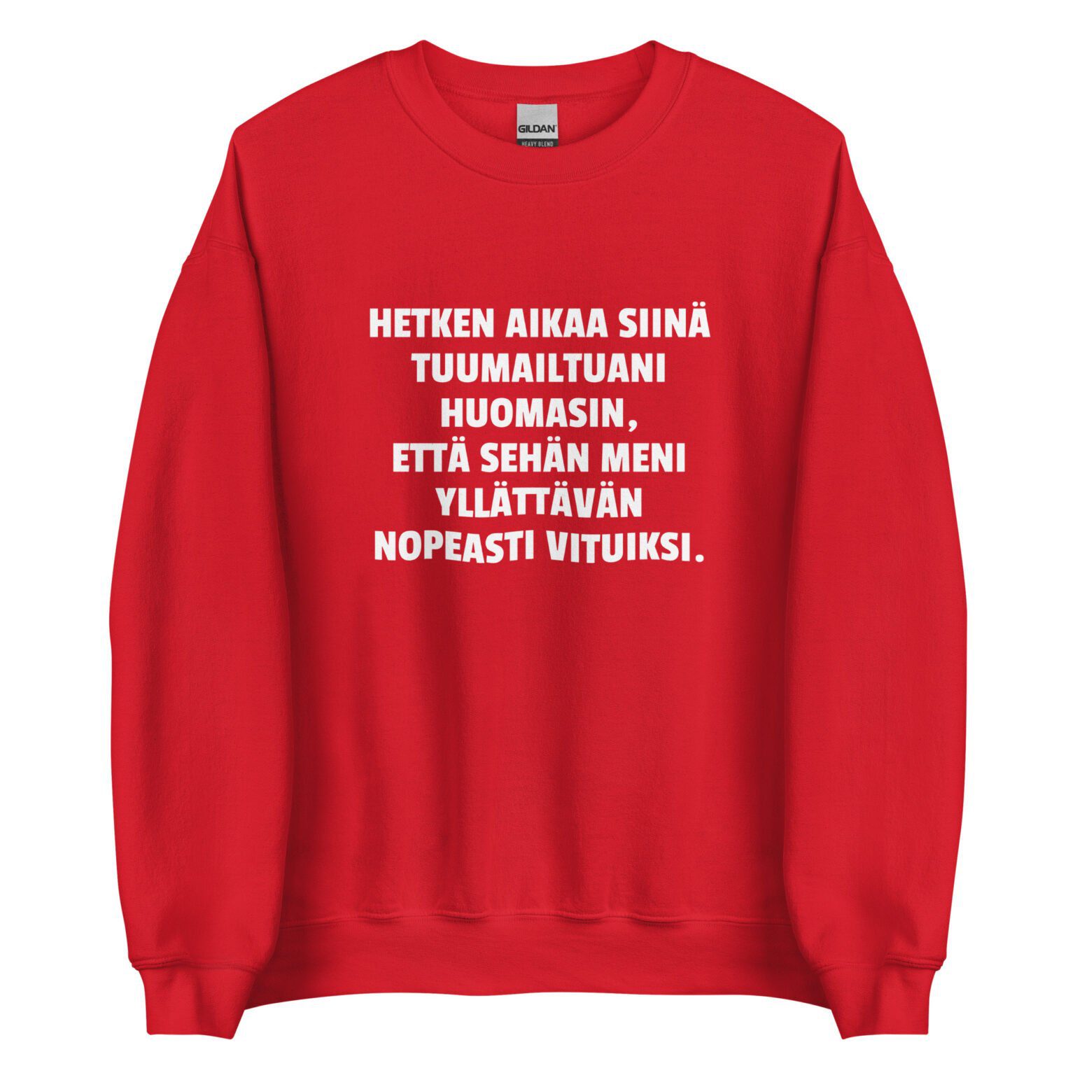 Hetken aikaa siinä tuumailtuani huomasin, että sehän meni yllättävän nopeasti vituiksi. - Collegepaita / Musta