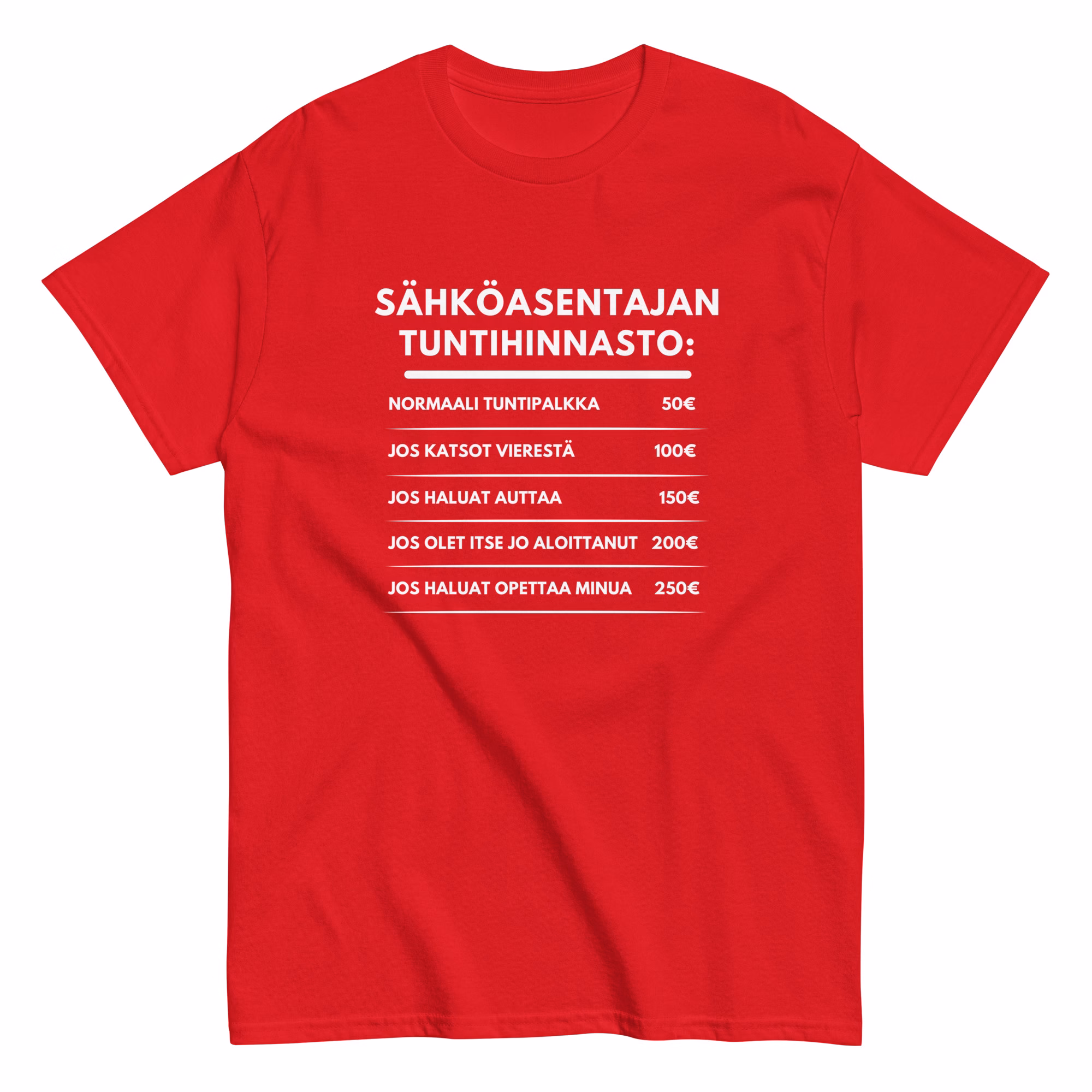 Sähköasentajan tuntihinnasto | T‑paita - Image 2